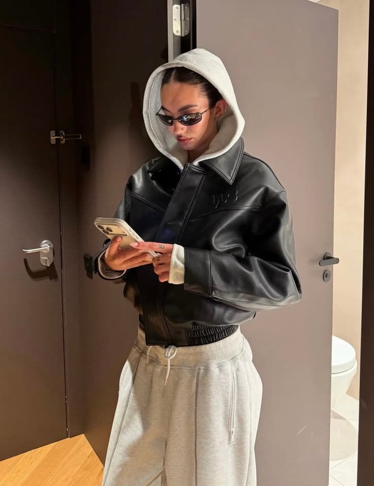 Cotton twill wide pants [charcoal]