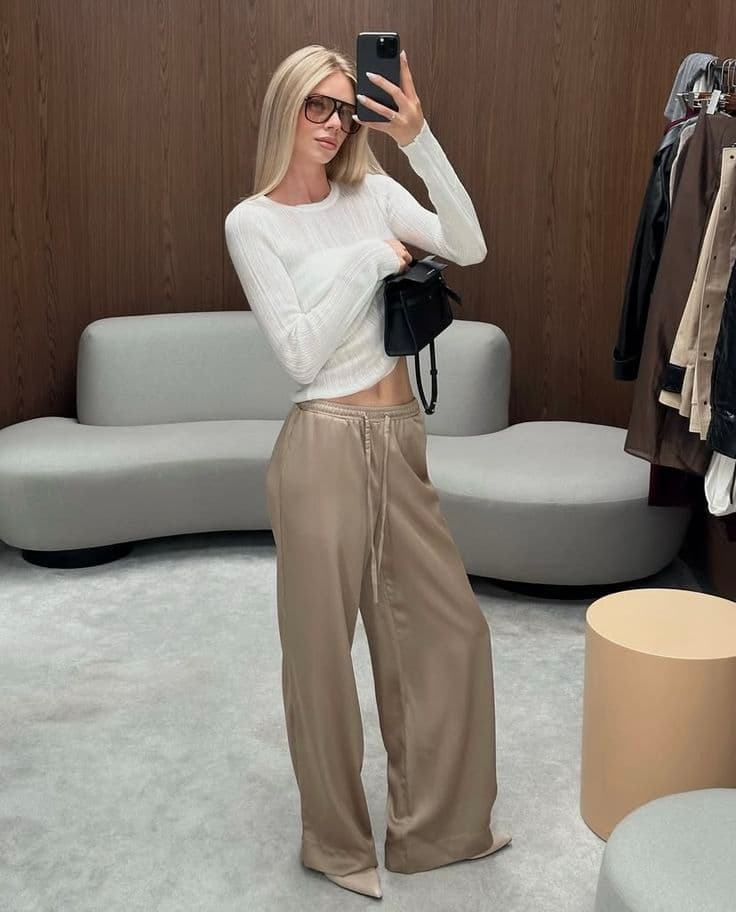 Wide-leg utility pants [black]