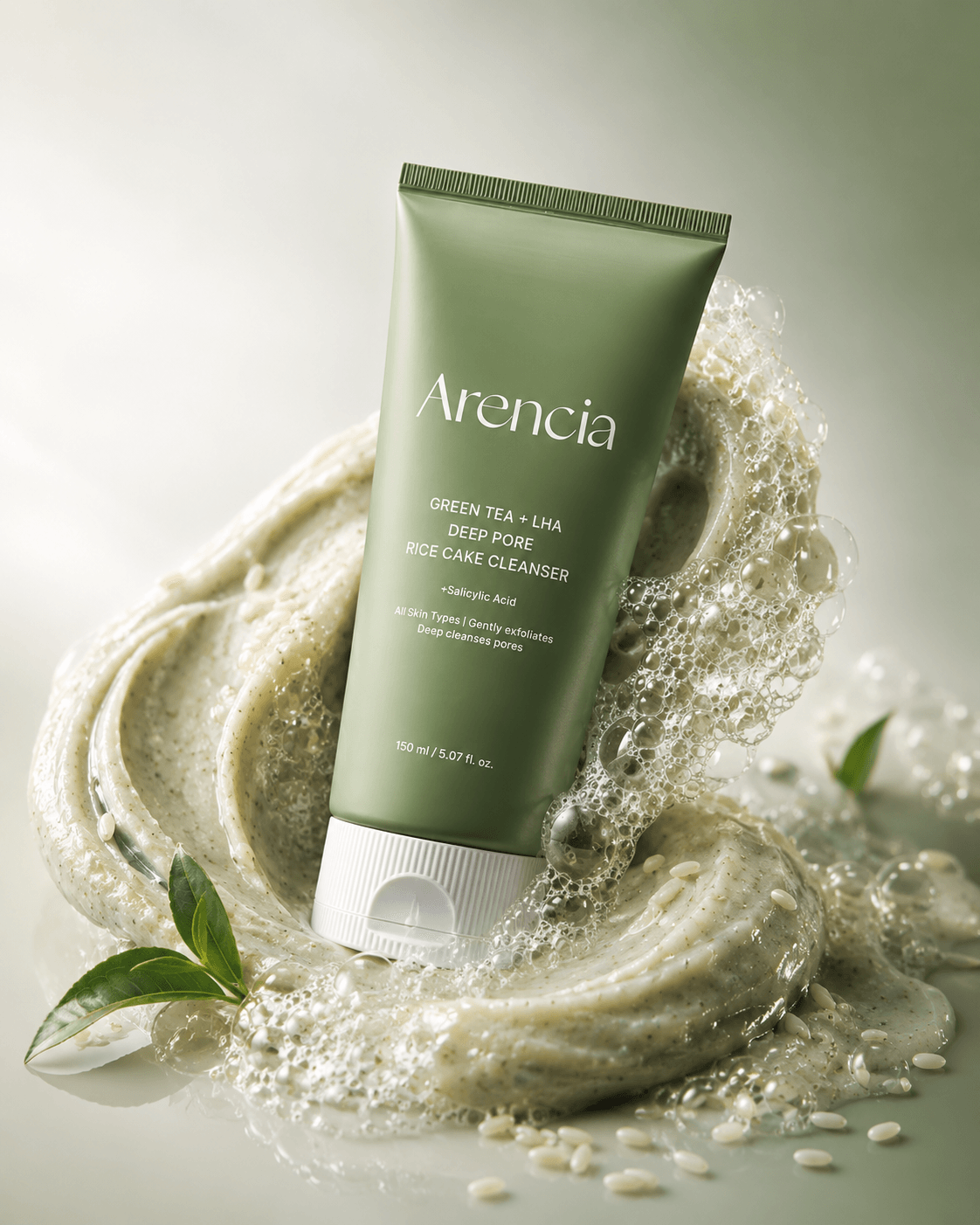 Arencia Green Tea + LHA Deep Pore Rice Cake Cleanser 150g